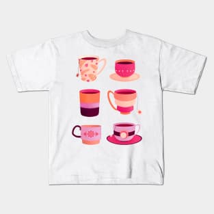 Purple and magenta tea cups Kids T-Shirt